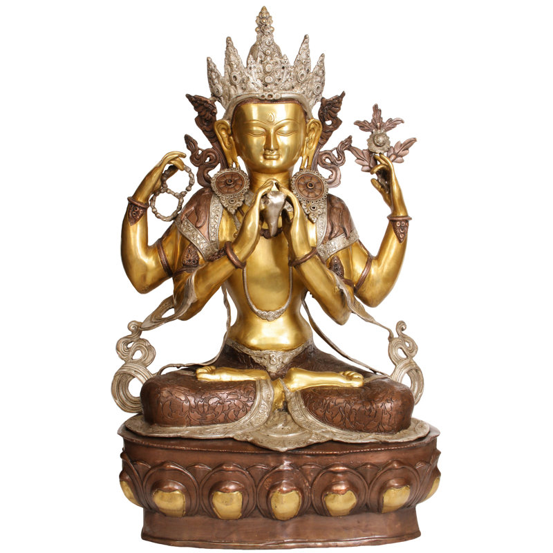 Grande taille Chenresig The Avalokiteshvara à quatre bras (divinité bouddhiste tibétaine)