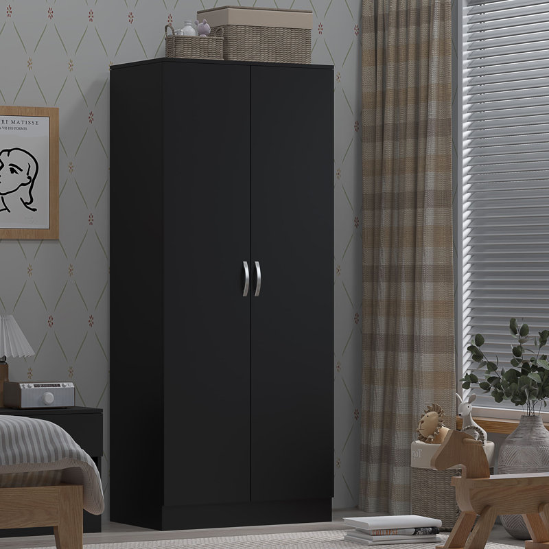 Marlesha 2 Door Manufactured Wood Wardrobe, Black