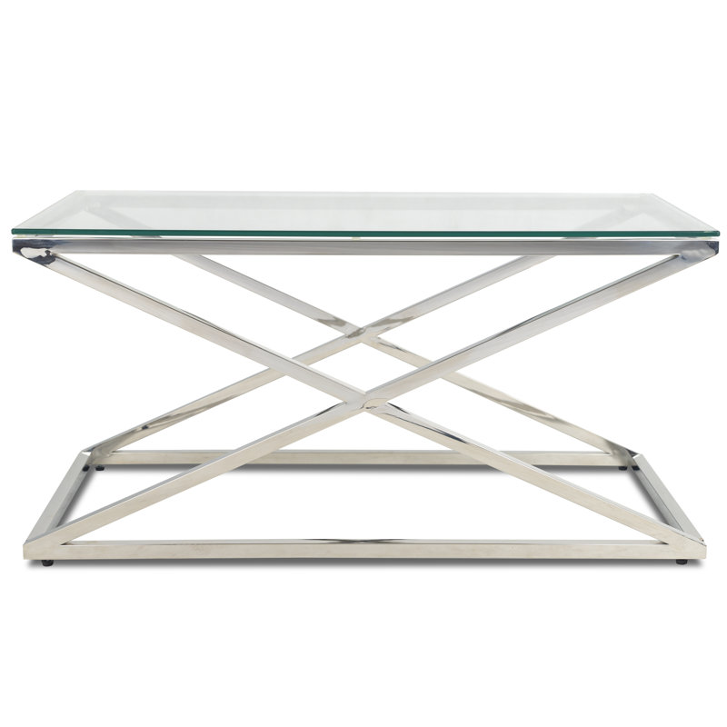 Demetrius Cross Legs Coffee Table, Black, 42 H x 100 W x 100 L