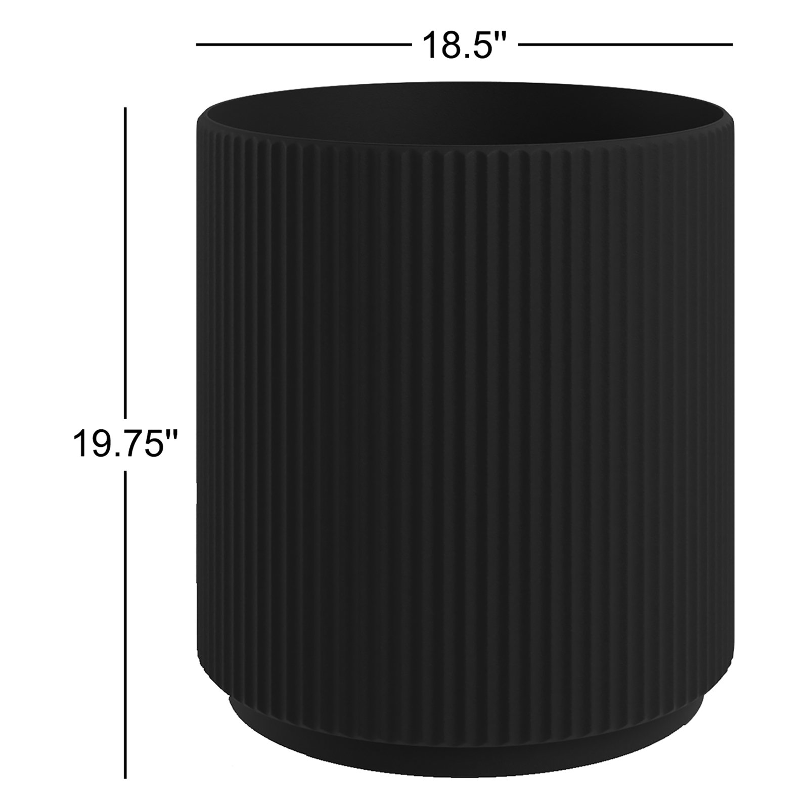 Demi Series 19" Pot Planter, Black, 2, 19.75" H x 18.5" W x 18.5" D