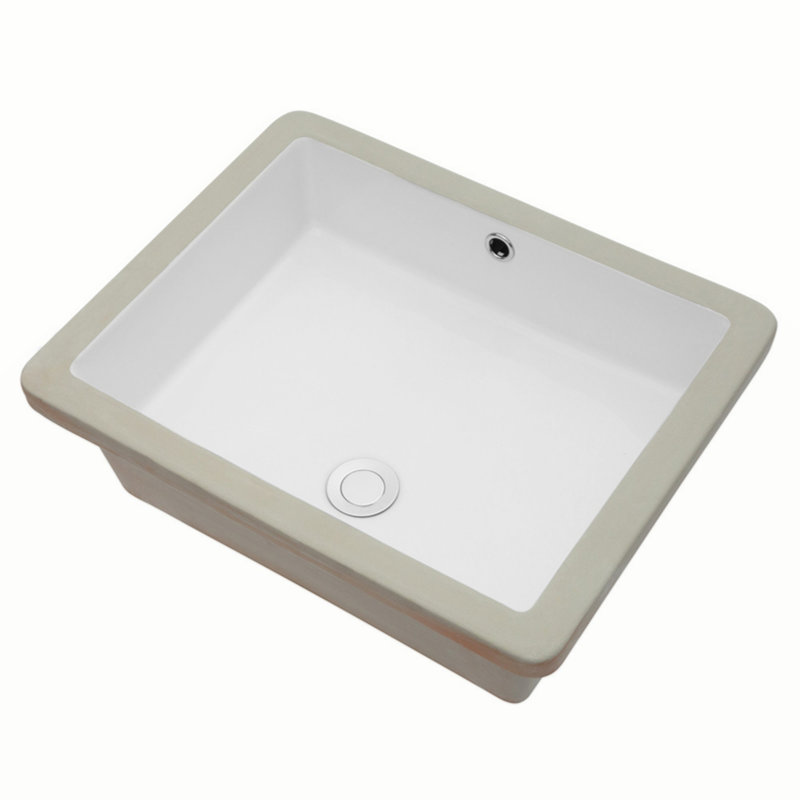 20 Inch White Ceramic Rectangular Undermount Bathroom Sink with Overflow