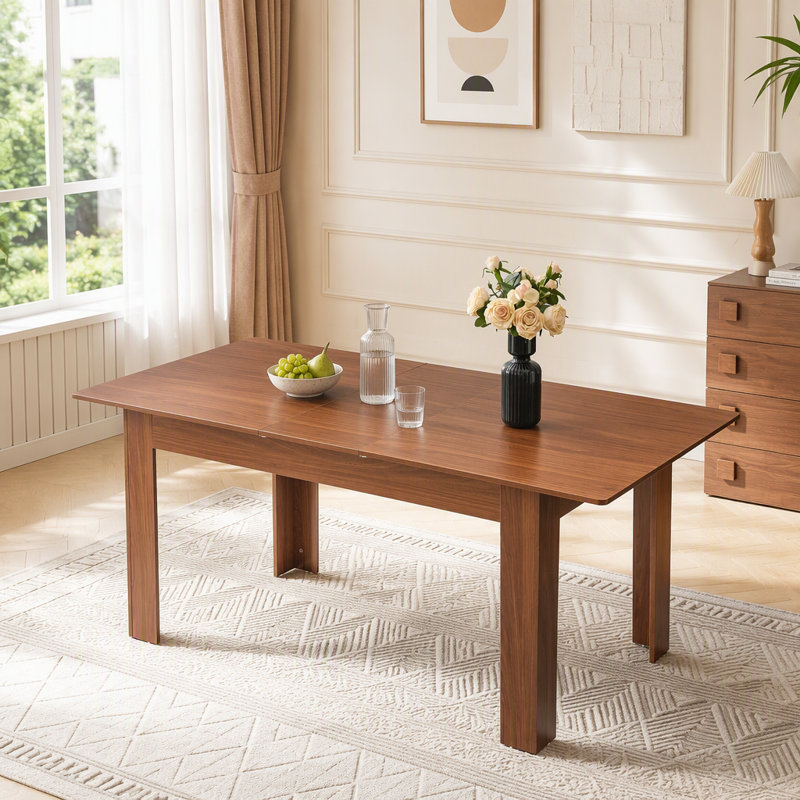 Table de salle à manger à rallonge en noyer avec rallonge en forme de papillon