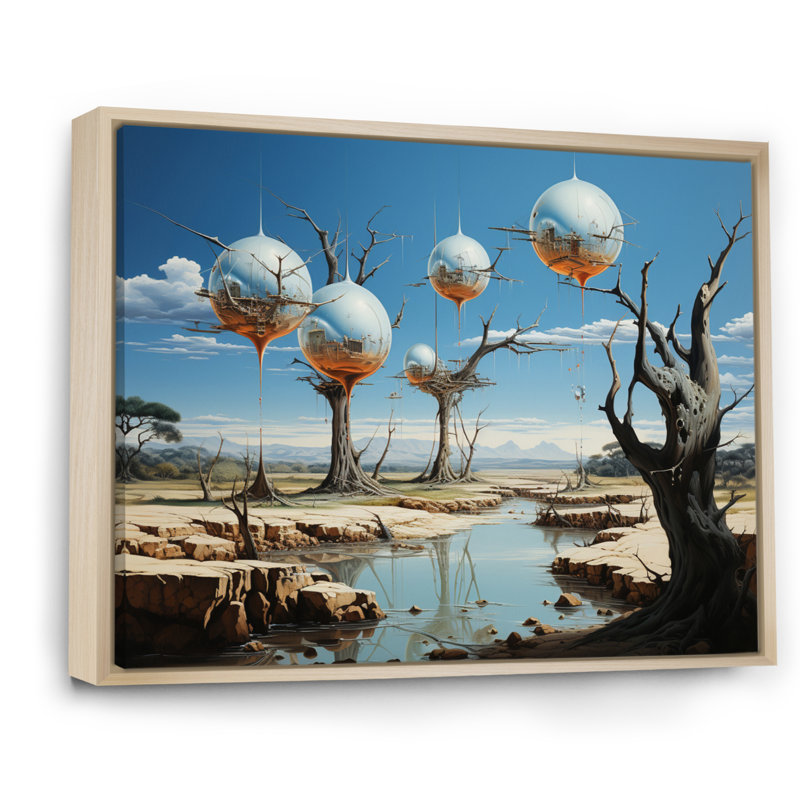 Impression sur toile, chef-d'œuvre «The Persistance Of Memory», H 12 po x l 20 po x P 1 po, Cadre naturel flottant