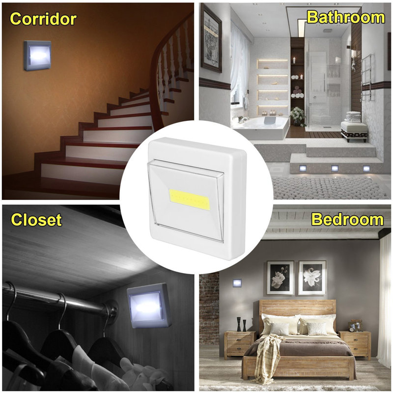 Cordless Battery-Powered COB LED 3 Light Night Light