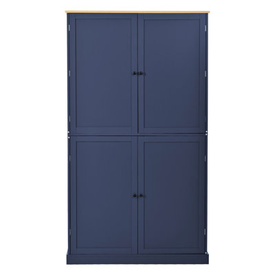 Garde-manger bleu avec 2 tiroirs, tablettes réglables et 8 portes pour le rangement dans la salle à manger