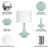 Modern Coastal Glass Table Lamp, Green Finish, Made with Glass, Metal, Linen, and Acrylic
