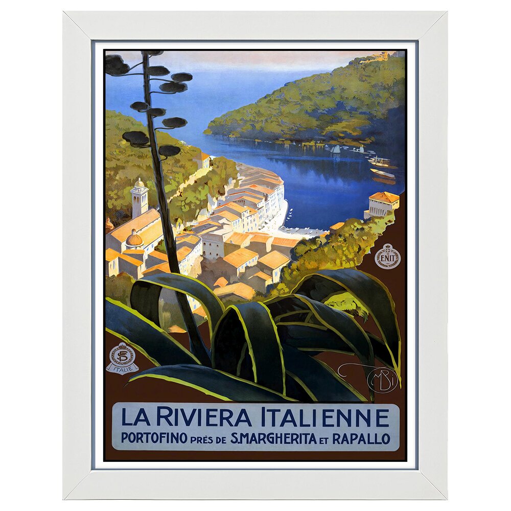 Leinwandbild Vintage Tourist Poster La Riviera Italienne