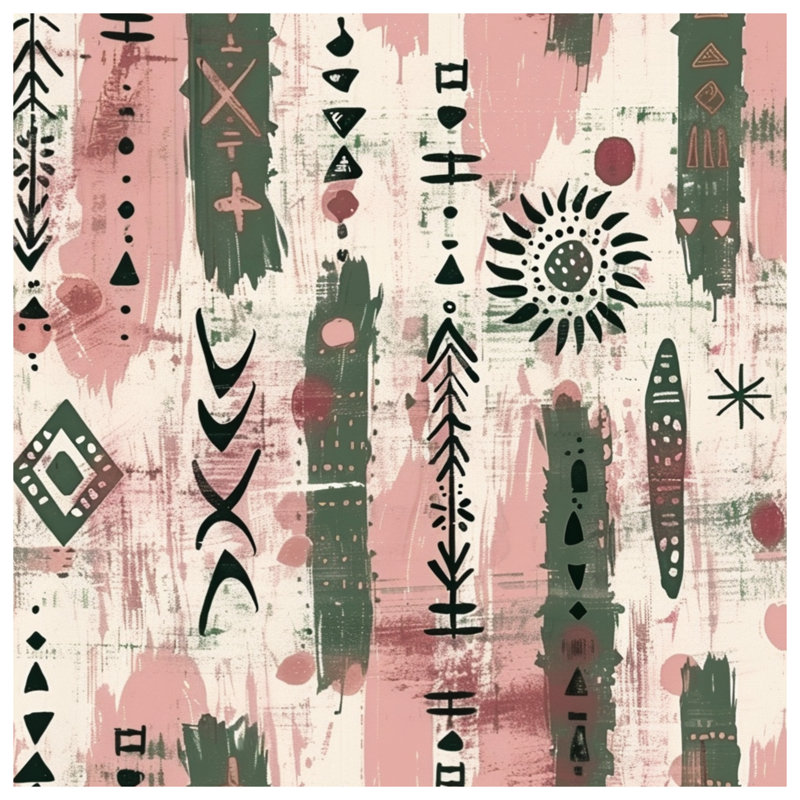 Rideaux de fenêtre Tribal Abstract Symbols, Transparent, 50 po x 80 po - 1 panneau