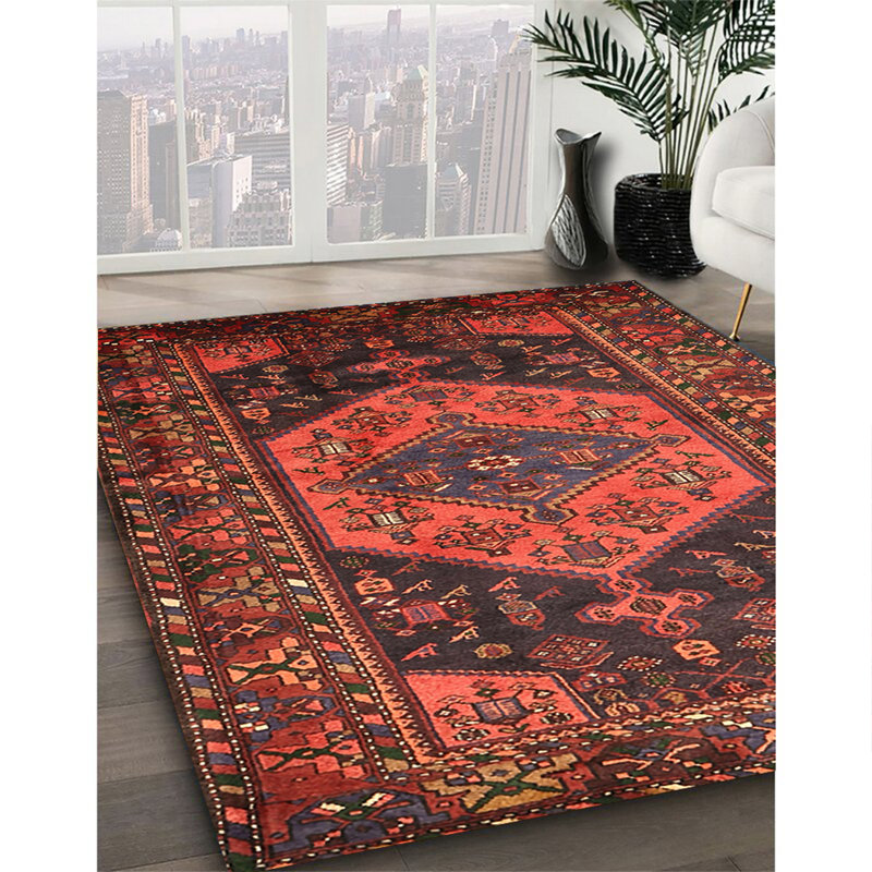 Tapis oriental multicolore tissé à la machine Oriental, Rectangle 8 pi x 10 pi