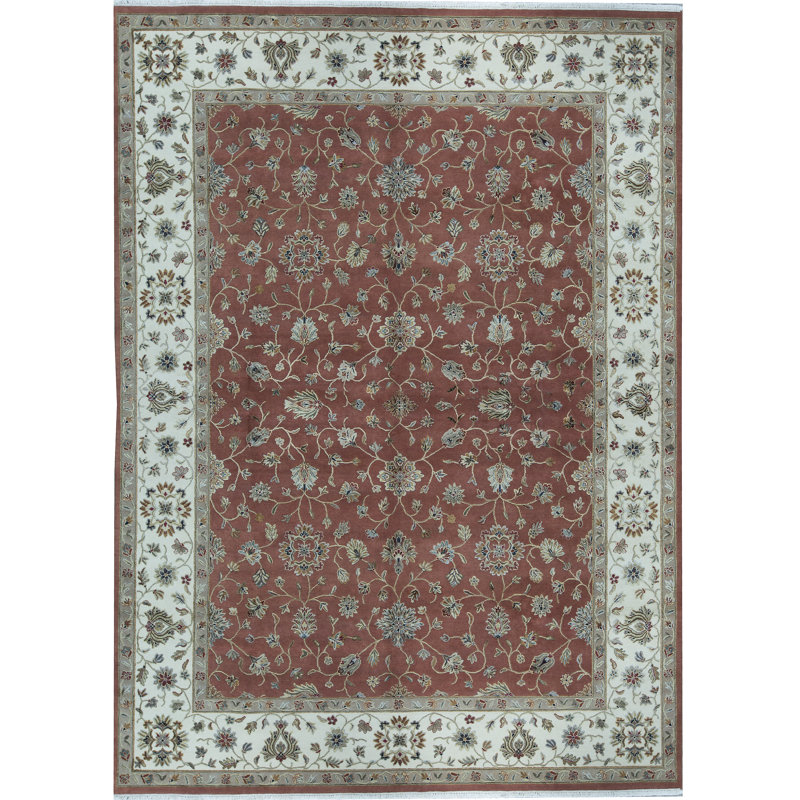 Tapis rouille et ivoire de haute qualité noué à la main