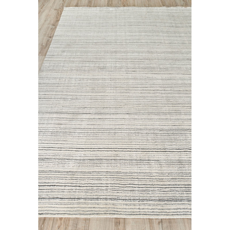 Rossini Striped Area Rug in Silver/Ivory, Rectangle 9' x 12'