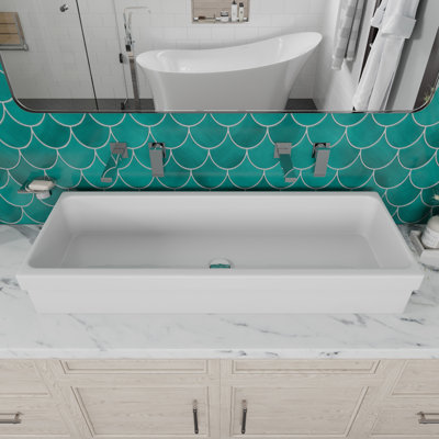 48" Fireclay Rectangular Trough Bathroom Sink