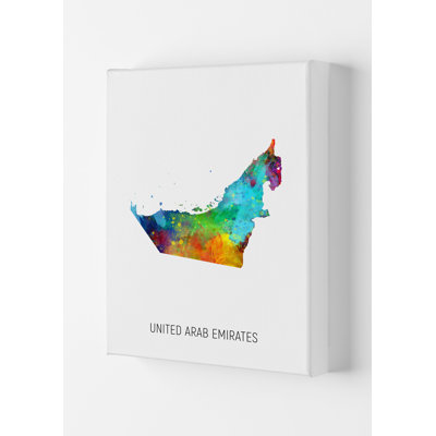 United Arab Emirates Watercolour Map by Michael Tompsett - Print