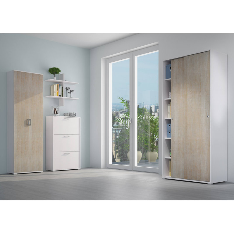 Gurtrude 2 Door Manufactured Wood Wardrobe, Oak/White