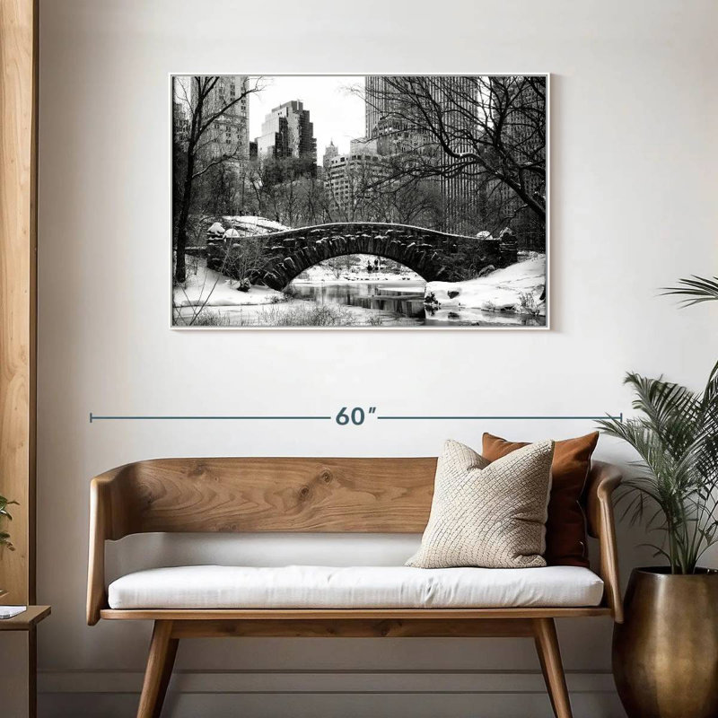 Central Park BW, Cadre flottant blanc, 43 po x 29 po