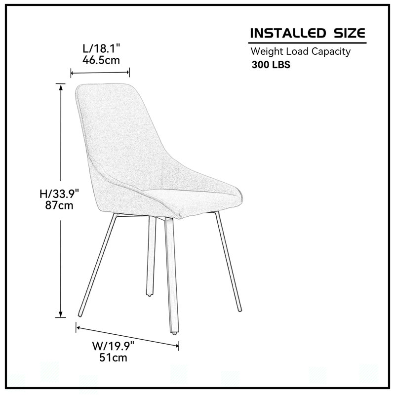 Upholstered Seat With Metal Legs For Living Room, Bleu