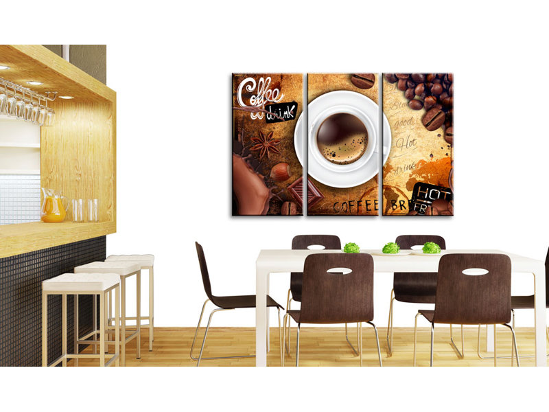 Cup Of Coffee - 3 Piece Wrapped Canvas Print, 80cm H x 120cm W