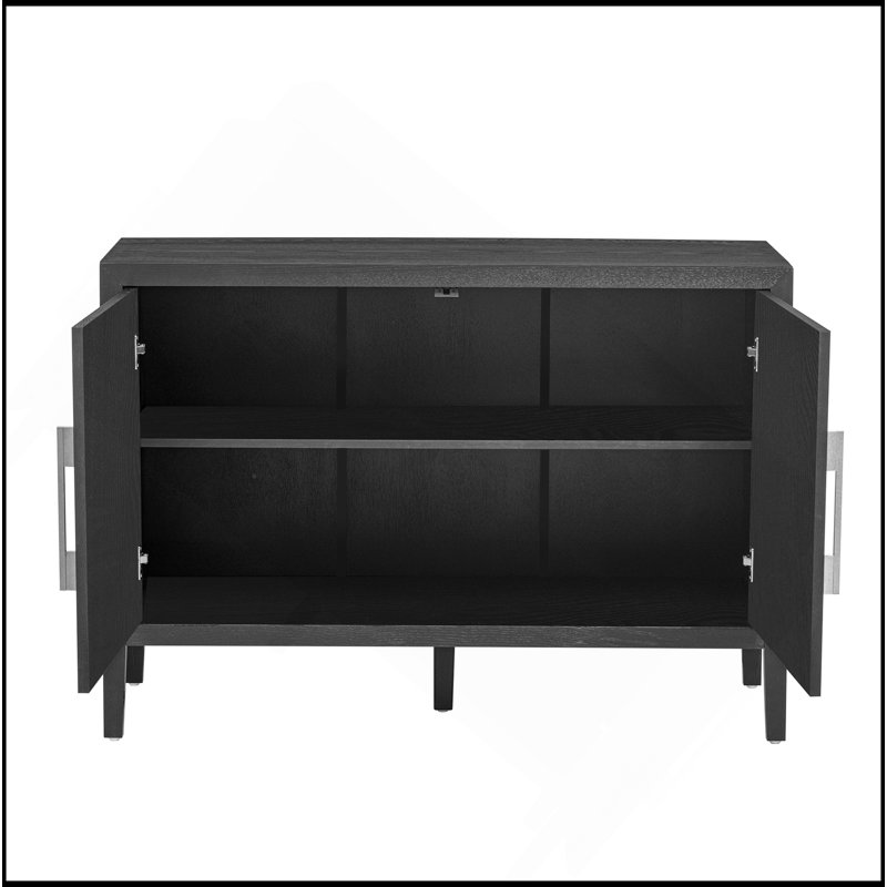 Buffet avec 2 poignées en métal et 2 portes pour le couloir, l'entrée et le salon, Noir