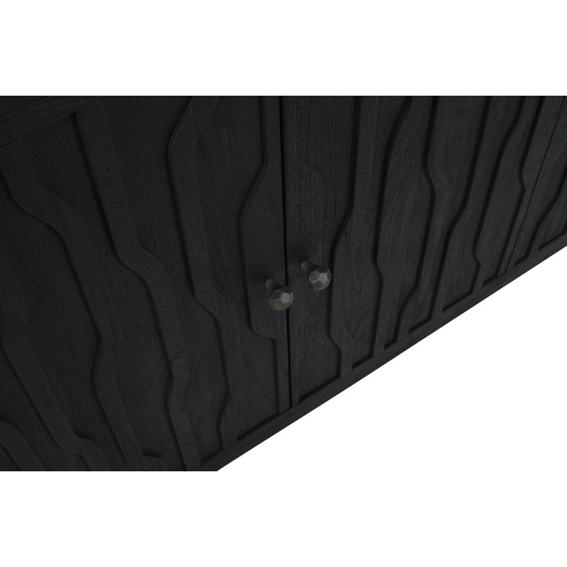Grandos 4-door Sideboard In Transitional  Graphite Black On Reclaimed Solid Wood