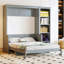 Lit escamotable double avec bureau et bibliothèque, gris-1448920632-1448920633