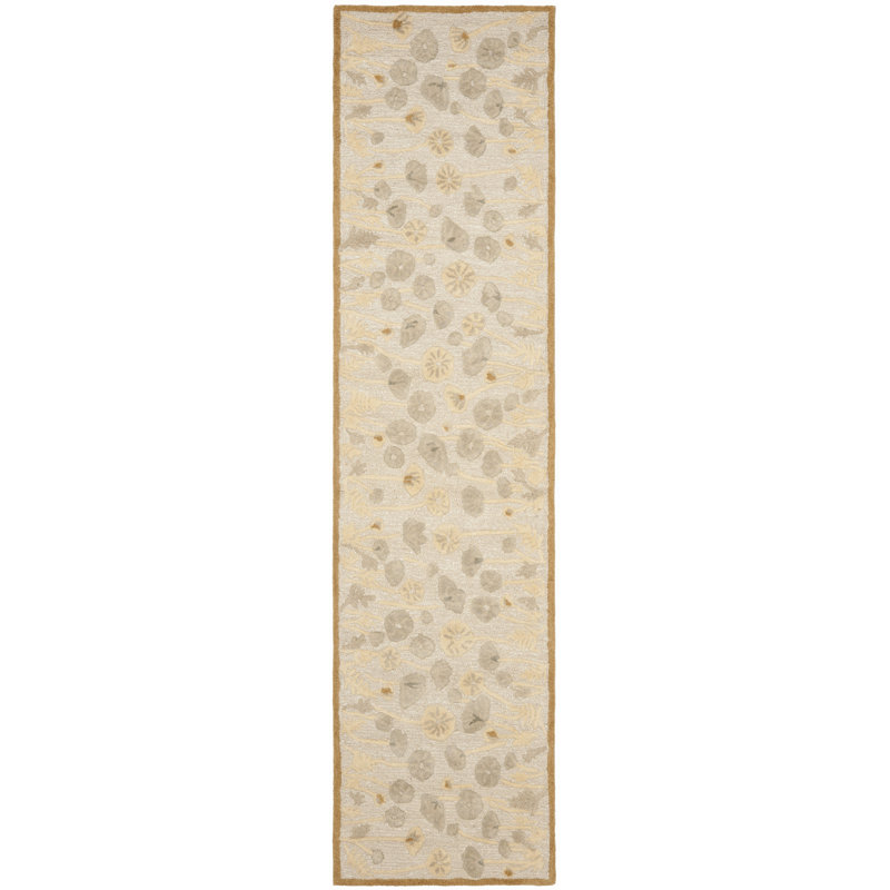 Tapis floral en laine / viscose touffeté à la main Coreatha Martha Stewart, Tapis de couloir 2 pi 3 po x 10 pi