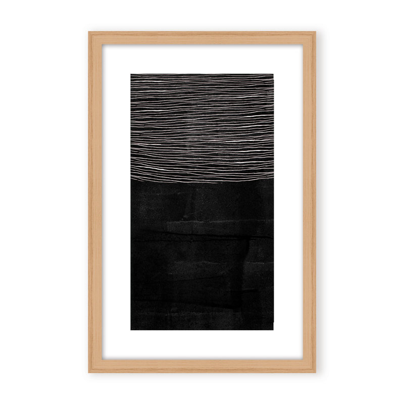 Abstract Blackened Line by  - Picture Frame Painting on Paper, 48" H x 32" W x 1.125" D, Framed Print, Gold