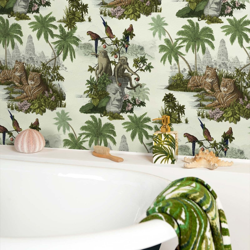 Sumatra 9.84' L x 70.8" W Wallpaper Roll, Green/Brown