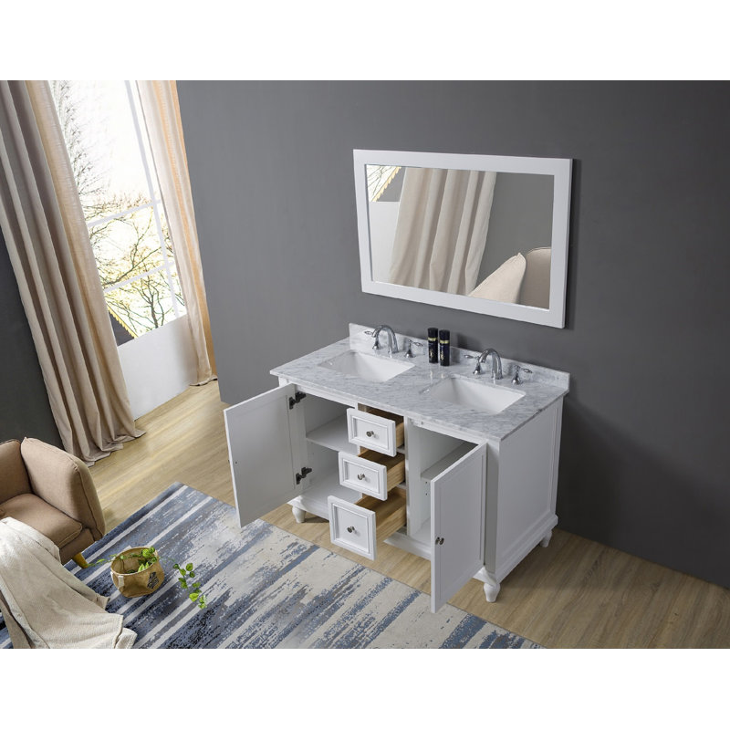 48'' Double Bathroom Vanity with Marble Top