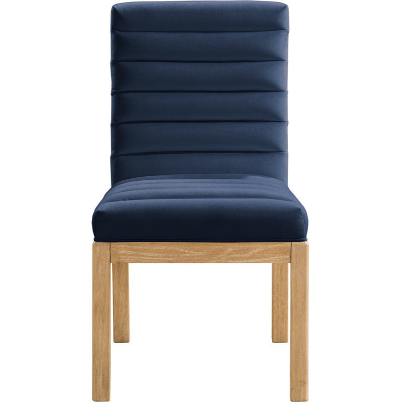 Chaise en velours Evelyn Lametra, Velours marine, Naturel