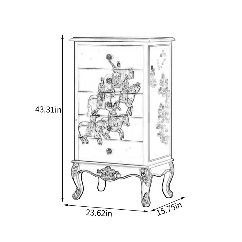 Hand-Painted Floral Cabinet with Spacious Top