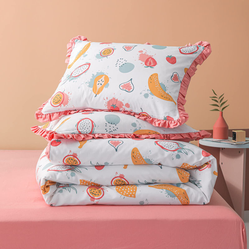 Ensemble de literie 100% coton biologique pour enfants, Ensemble de housse de couette double / grand + 3 p