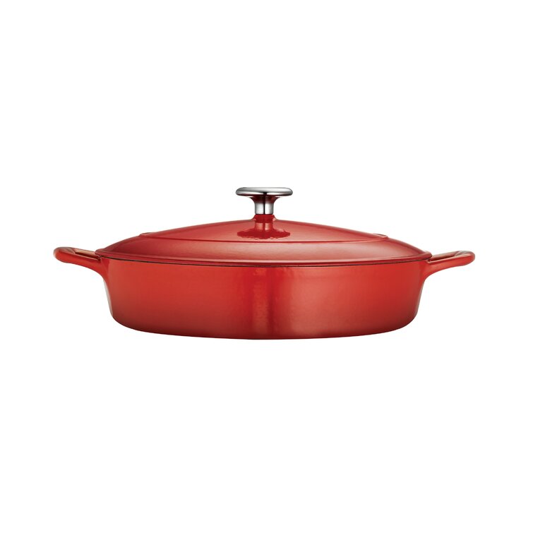 3.5 Qt Enameled Cast-Iron Round Dutch Oven - Gradated Red - Tramontina US