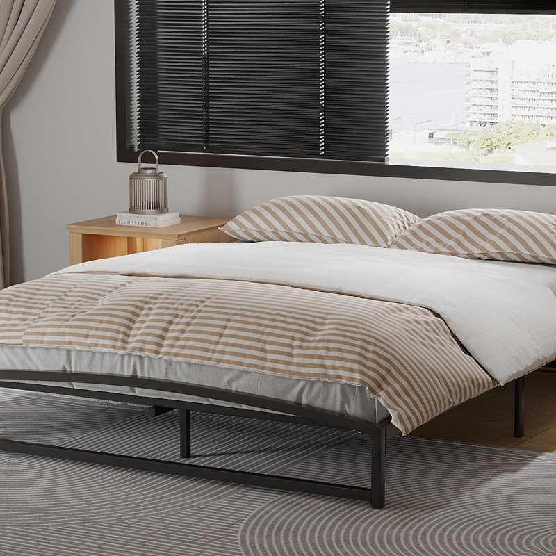 Low Bed Frame Full Size, 10 Inch Heavy Duty Metal Platform Full Bed Frame with Arch Design, Easy Assembly, Strong Bearing Capacity, Under Bed Storage, No Box Spring Needed