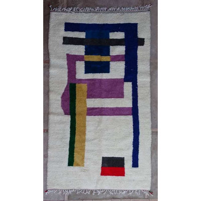 Kinka Rectangle 150 cm x 260 cm Moroccan Wool Hand Woven Area Rug