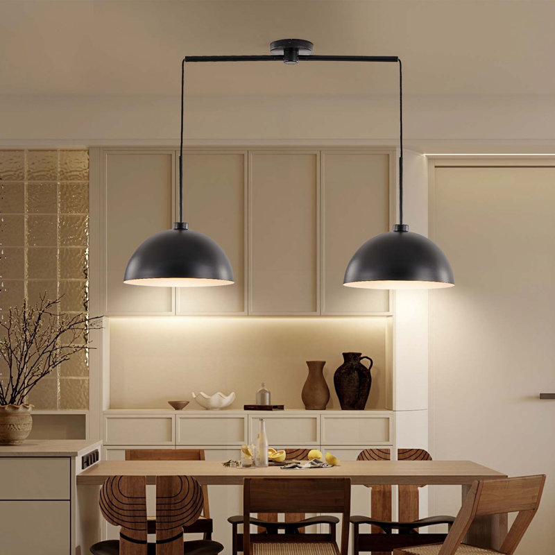 41" Industrial Modern Black Double Pendant Light – Adjustable Ceiling Hanging Lamp with Matte Finish for Dining Room, Kitchen, or Living Room – Stylish and Durable Lighting Fixture (No Bulbs)