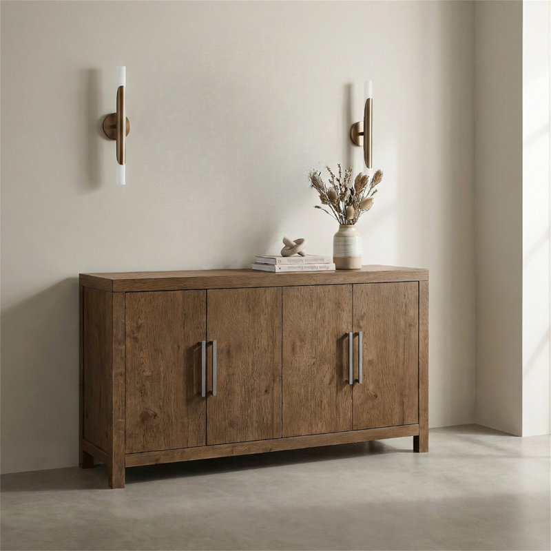 Armoire de rangement rustique de conception moderne 1 pièce Buffet à finition brune avec cadre réglable et cadre robuste