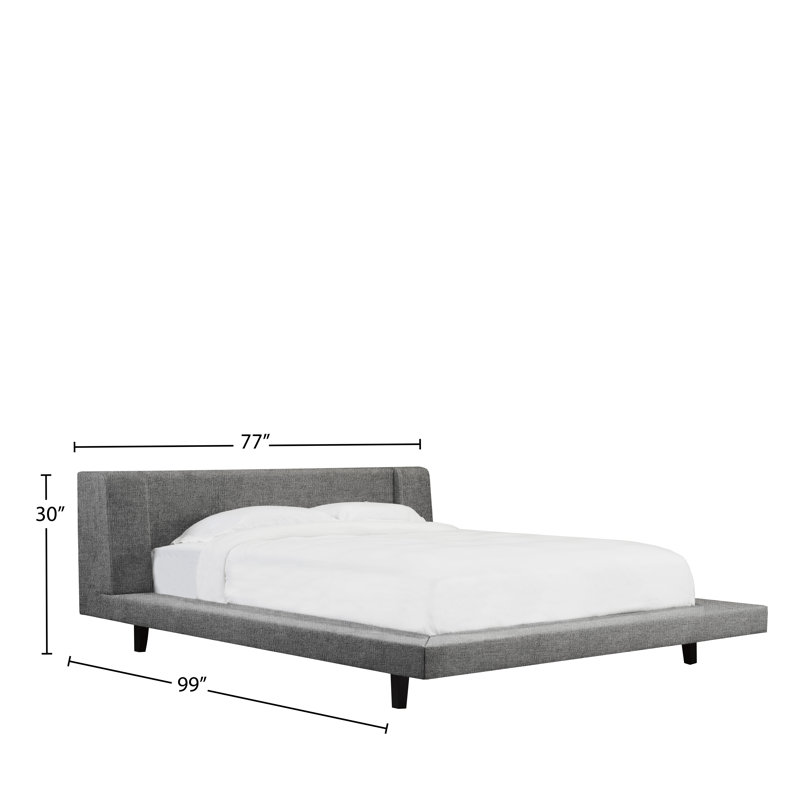 Lit plateforme en tissu d’ameublement Haslingden, Ardoise, Grand