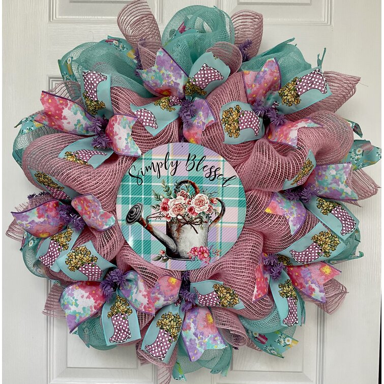 Pink Small Wreath, Fabric Covered Indoor Wreath, Summer Wreath