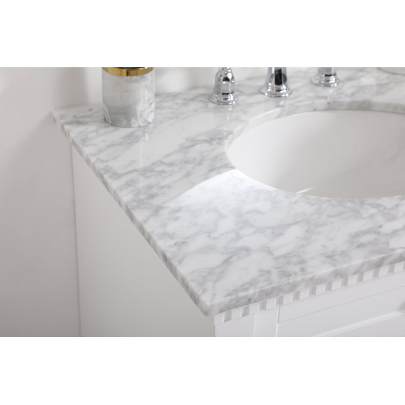 30'' Single Bathroom Vanity with Marble Top, White