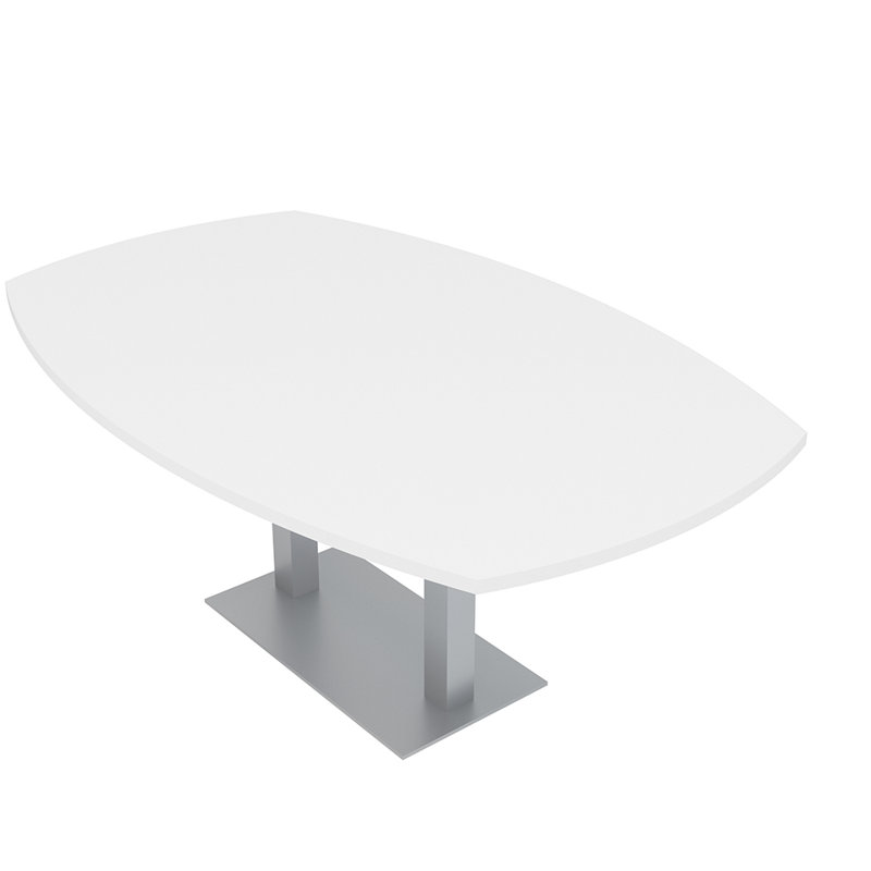 Table de conférence Arc Boat, Argent argent, L 72 po x l 48 po, Blanc classique