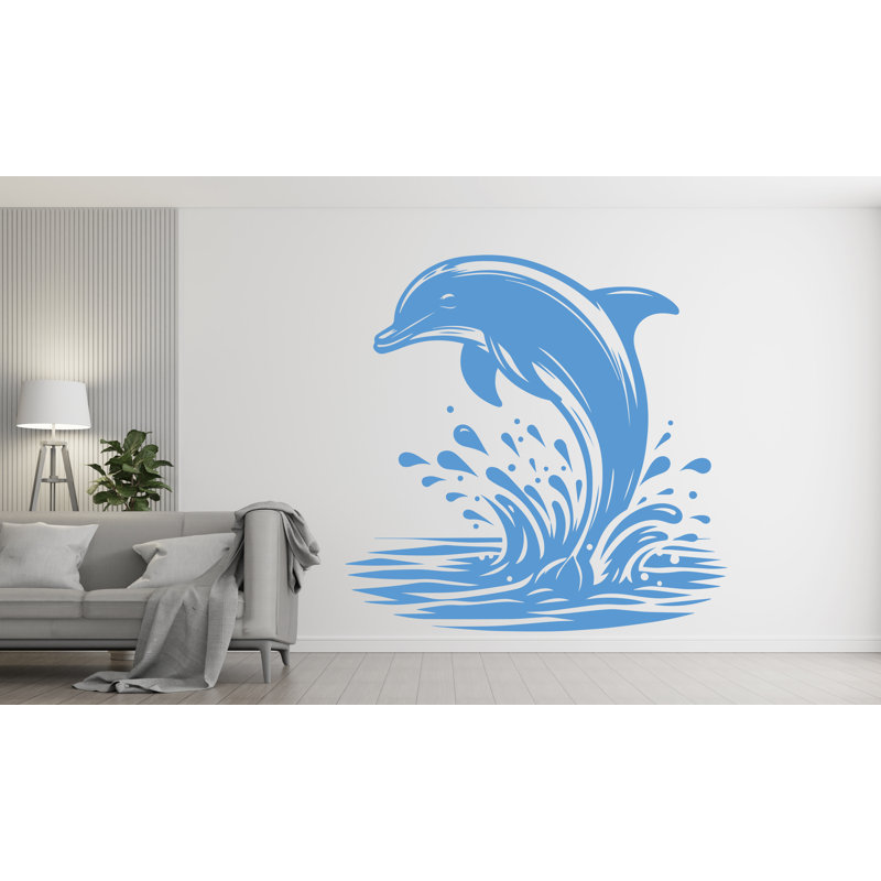 Décalcomanie murale dauphin, dauphin mural Art moderne, autocollants muraux, décoration de salle de bain dauphin, art mural dauphin chambre dauphin 689RS