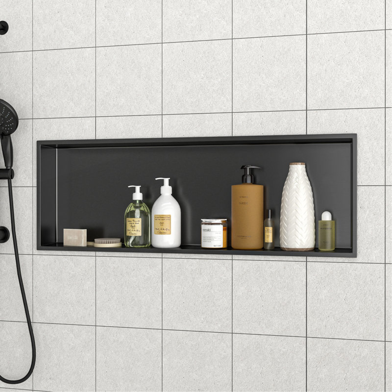 Stainless Steel Shower Niche, Gunmetal Black, 3.94" H x 37" W x 13" D, Gunmetal Black