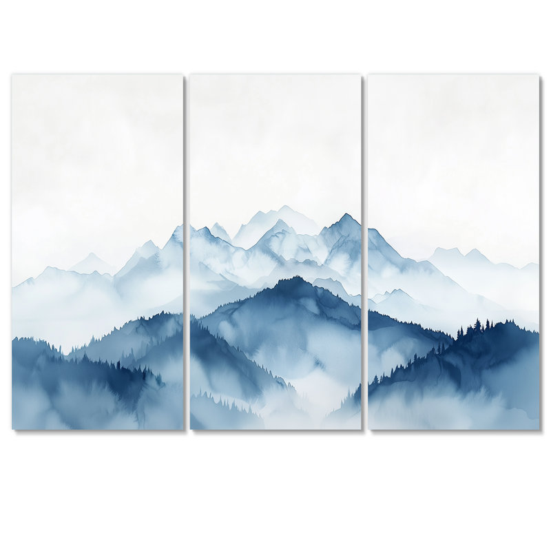 «Winter Blue and White Mountain Majesty II - Landscape Mountains», ensemble de reproduction d'art mural, H 40 po x l 60 po