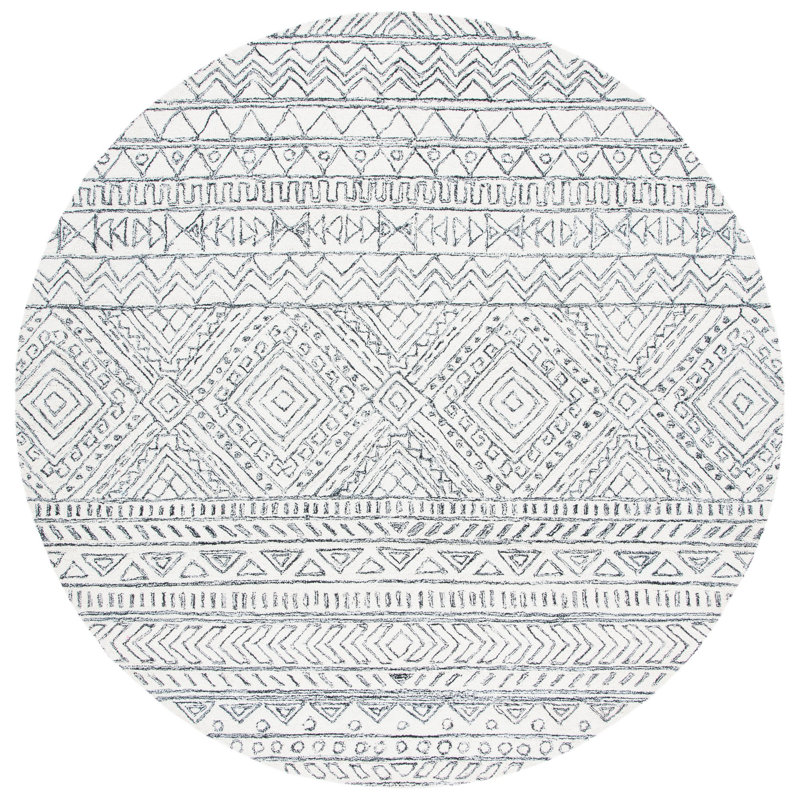 Tapis en laine touffeté à la main Wenzel, Rond 5 pi