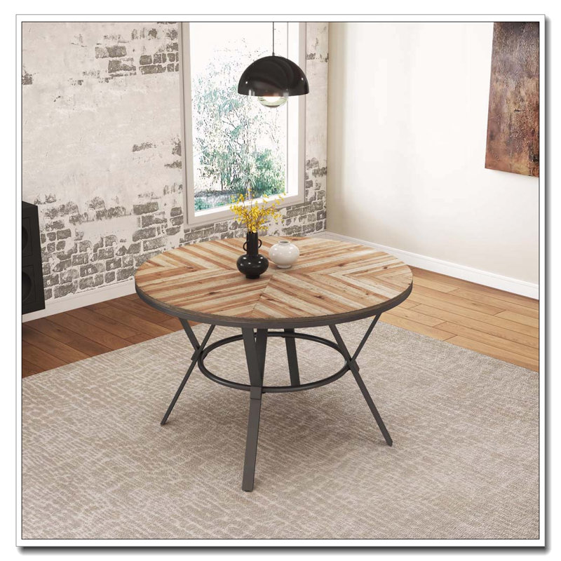 Indoor Dining Round Table With Metal Legs