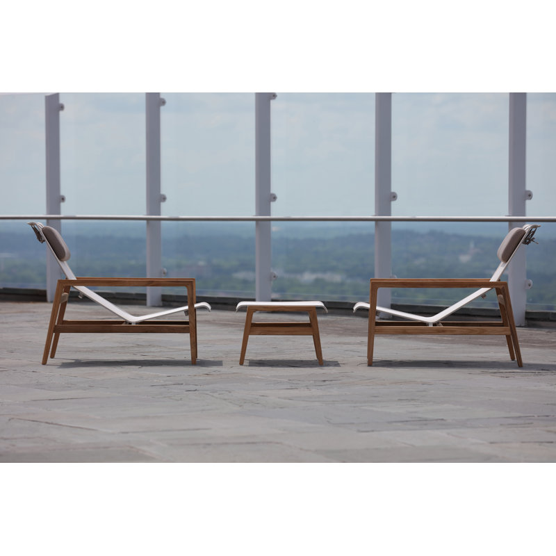 Coast Patio Ottoman, Natural Teak/Canvas Sling