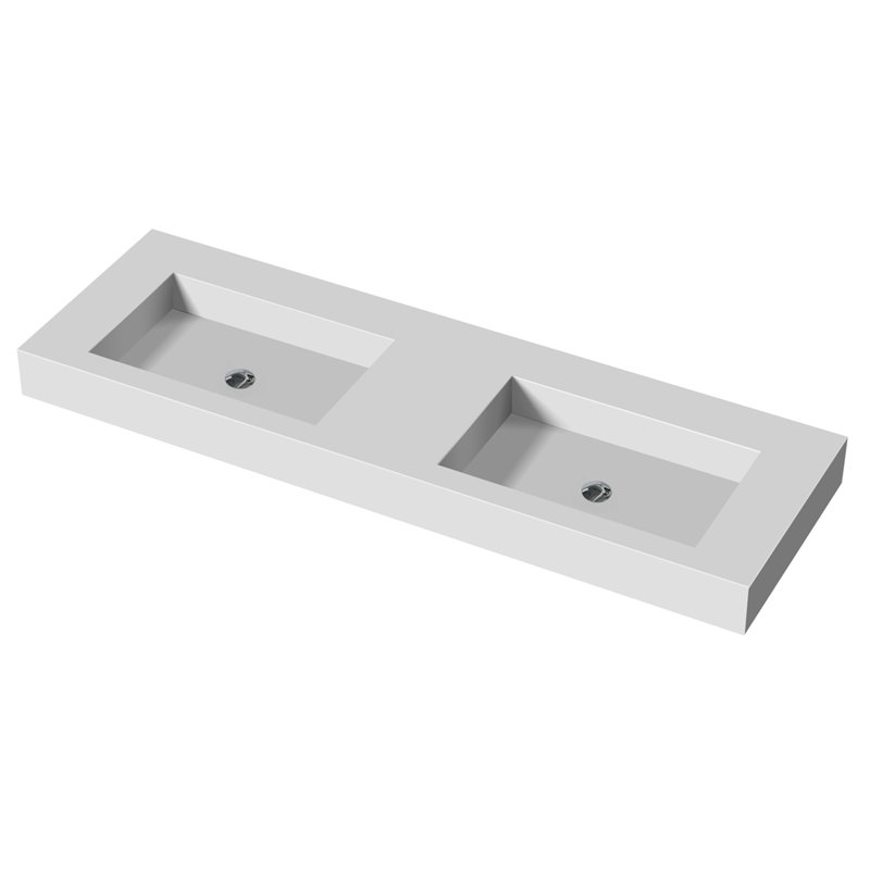 Lavabo de meuble-lavabo à surface solide en pierre avec design durable et élégant pour salle de bain moderne