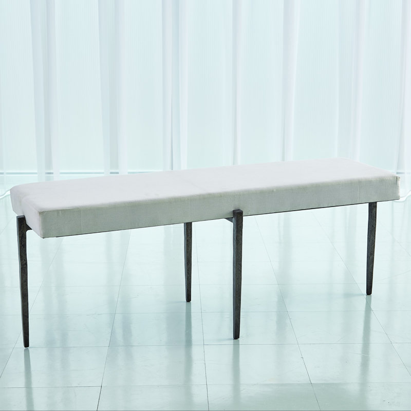Laforge Bench-Natural Iron w/Muslin Cushion-Lg