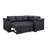Nov Sectional Sleeper Sofa, 2 Pillows, USB Charger, Black Faux Leather