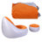 Accent Chair, Inflatable Lounge With Foot Stool PVC Flocking Water Proof Folding Blow Up Couch Inflatable Sofa Chair For Home Camping Orange-883459443